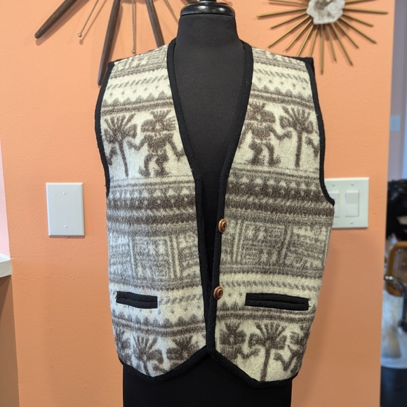 Vintage XL Men's Aztec Blanket Vest Woven Native Western Country Streetwear - Picture 1 of 11